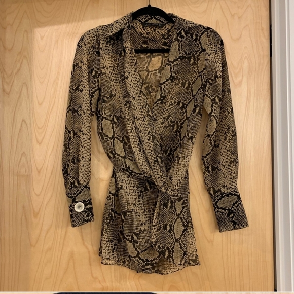 Zara Snakeskin Print Twist Front Blouse - Picture 7 of 7